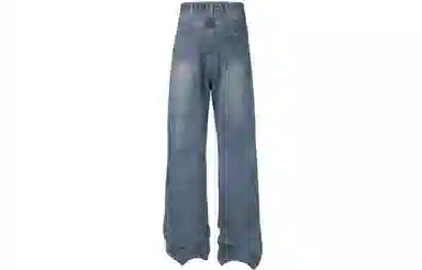 大卫贝肯 做旧字母印花涂鸦中腰拉链百搭直筒牛仔裤 男女同款