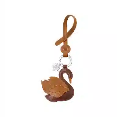 后鸟 天鹅优雅小众个性 手工小羊皮真皮 钥匙扣包包挂件挂饰汽车挂件 男女同款情侣款 棕色黑色白色