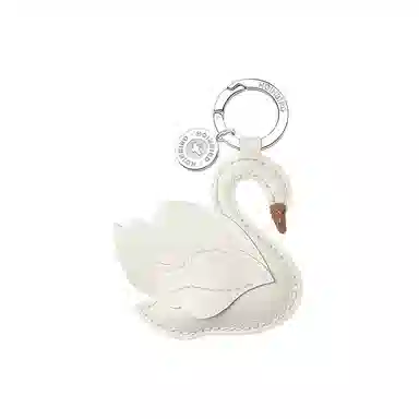 后鸟 天鹅优雅小众个性 手工小羊皮真皮 钥匙扣包包挂件挂饰汽车挂件 男女同款情侣款 棕色黑色白色