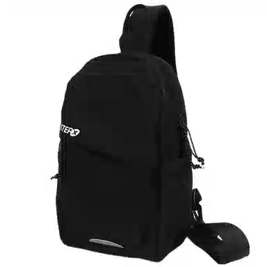 特步 潮牌胸包单肩包女休闲运动腰包背包 牛津纺 斜挎包 常规 男女同款情侣款 黑色