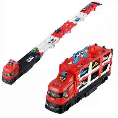 妙贝乐 合金弹射货柜车 合金小汽车 多功能变形轨道 益智早教互动竞技 玩具