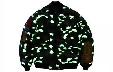 A BATHING APE Shark Baseball Jacket Black