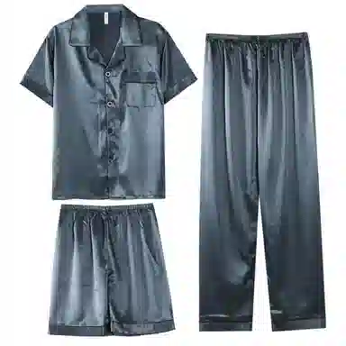 兰缪 时尚简约高级短袖凉感休闲短裤舒适亲肤长裤睡衣套装 男款