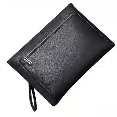 DOSRFINI Business Large Capacity Men's Leather Wristlet Clutch Black
