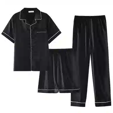 兰缪 时尚简约高级短袖凉感休闲短裤舒适亲肤长裤睡衣套装 男款