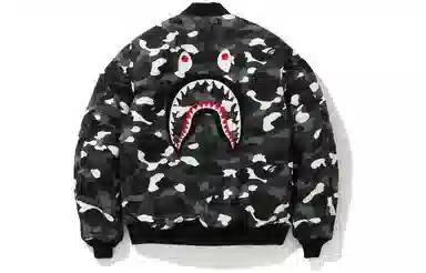 A BATHING APE Shark Baseball Jacket Black