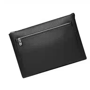 DOSRFINI Business Large Capacity Men's Leather Wristlet Clutch Black