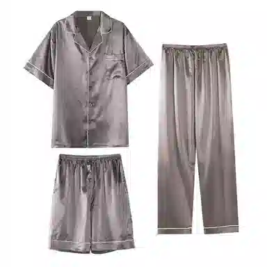 兰缪 时尚简约高级短袖凉感休闲短裤舒适亲肤长裤睡衣套装 男款