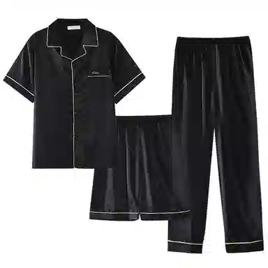 兰缪 时尚简约高级短袖凉感休闲短裤舒适亲肤长裤睡衣套装 男款