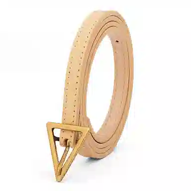 牛当家 复古三角形针扣细头层牛皮时尚装饰裤带 皮带 女款