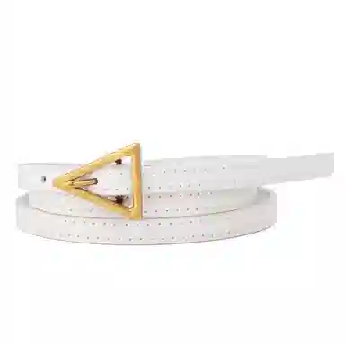 牛当家 复古三角形针扣细头层牛皮时尚装饰裤带 皮带 女款