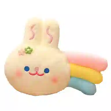 安之静雅 彩虹小花猫小兔抱枕 布娃娃 玩偶 毛绒公仔