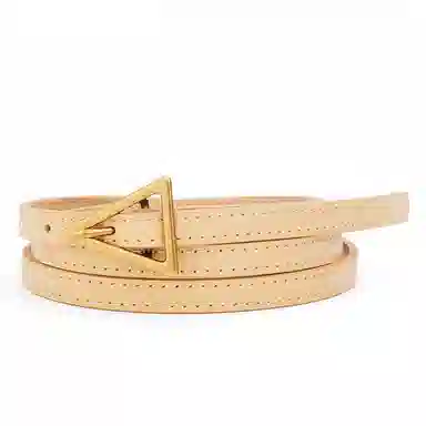 牛当家 复古三角形针扣细头层牛皮时尚装饰裤带 皮带 女款