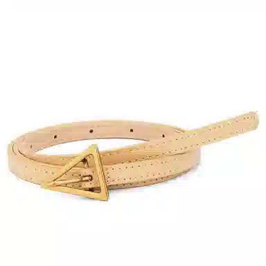 牛当家 复古三角形针扣细头层牛皮时尚装饰裤带 皮带 女款