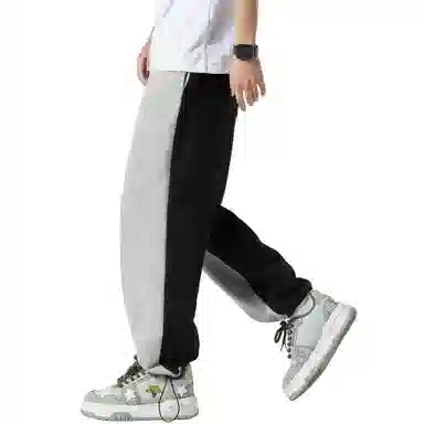 稻草人 美式潮牌撞色拼接正反两面穿系带宽松阔腿直筒百搭休闲裤 男女同款