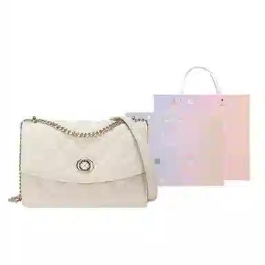 稻草人 时尚百搭通勤 牛皮拼超纤合成革 单肩斜挎包 女款 黑色/米白