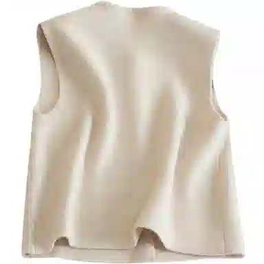 她池 圆领纯色简约宽松马甲 女款 灰色