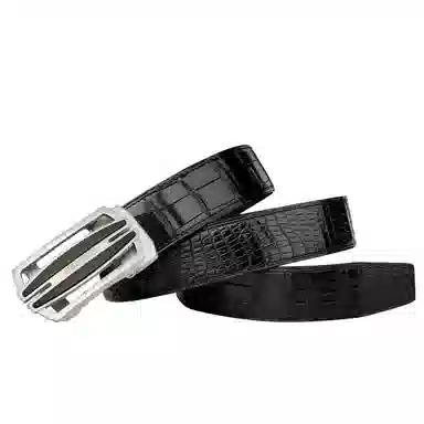 杰伦欧斯 双面鳄鱼皮真皮休闲黑色自动扣腰带鳄鱼皮裤带 皮带 男款