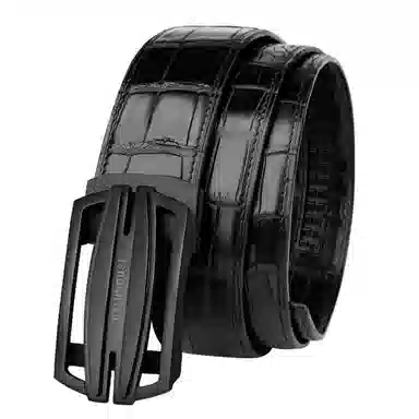 杰伦欧斯 双面鳄鱼皮真皮休闲黑色自动扣腰带鳄鱼皮裤带 皮带 男款