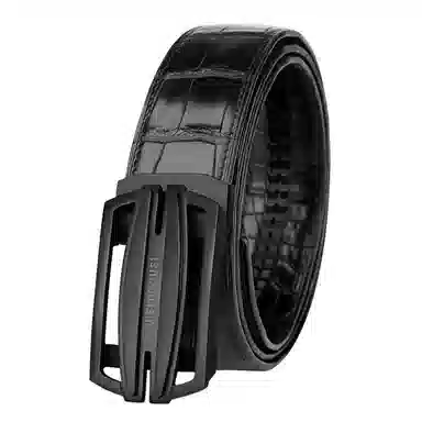 杰伦欧斯 双面鳄鱼皮真皮休闲黑色自动扣腰带鳄鱼皮裤带 皮带 男款