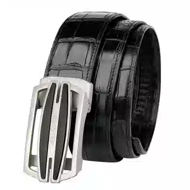 杰伦欧斯 双面鳄鱼皮真皮休闲黑色自动扣腰带鳄鱼皮裤带 皮带 男款