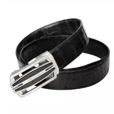 杰伦欧斯 双面鳄鱼皮真皮休闲黑色自动扣腰带鳄鱼皮裤带 皮带 男款
