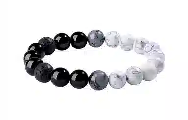 福茹记  墨染山水 新中式国潮国风转运珠平安纳福复古文玩佛珠绕指盘玩念珠小众百搭款串珠可调节首饰 黑曜石 手串 男款 礼盒装