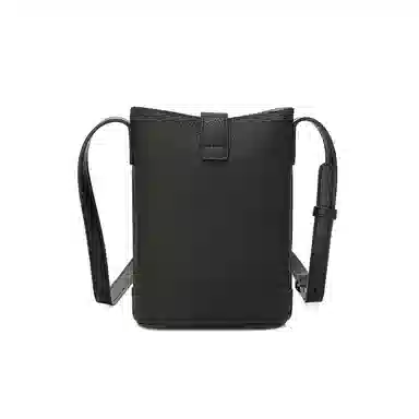 稻草人 简约百搭荔枝纹可调节肩带 牛皮革 水桶包单肩斜挎包 常规 女款 黑色/棕色/大象灰