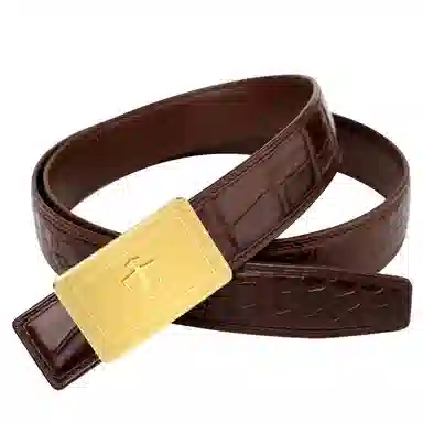 杰伦欧斯 无拼接配不锈钢扣内穿鳄鱼皮 皮带 男款