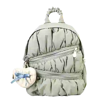 萝拉原创 轻便简约大容量 涤纶 双肩包 小号 女款 银色/奶白色/黑色/绿色