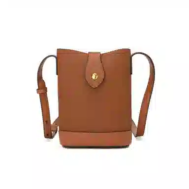 稻草人 简约百搭荔枝纹可调节肩带 牛皮革 水桶包单肩斜挎包 常规 女款 黑色/棕色/大象灰