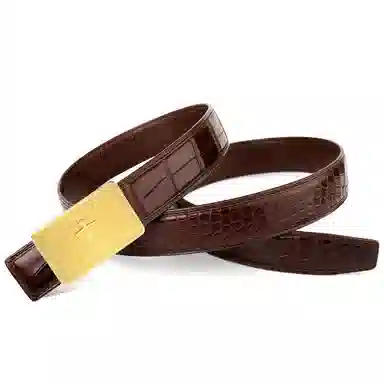 杰伦欧斯 无拼接配不锈钢扣内穿鳄鱼皮 皮带 男款