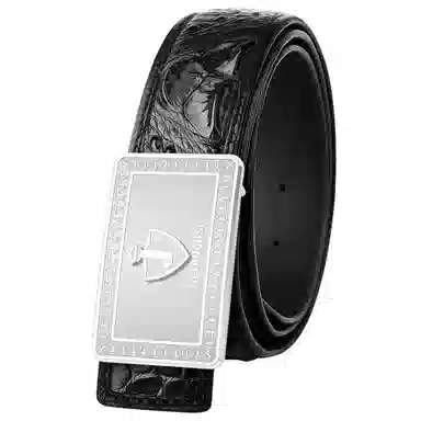 杰伦欧斯 无拼接配不锈钢扣内穿鳄鱼皮 皮带 男款