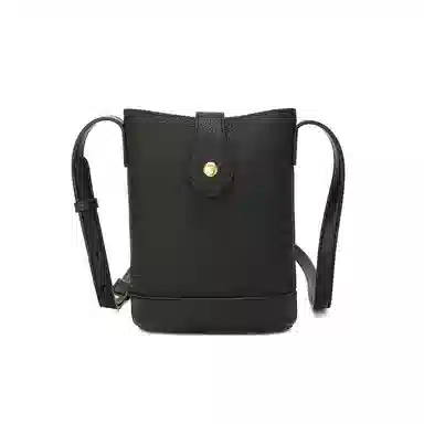 稻草人 简约百搭荔枝纹可调节肩带 牛皮革 水桶包单肩斜挎包 常规 女款 黑色/棕色/大象灰