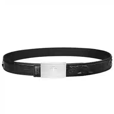 杰伦欧斯 无拼接配不锈钢扣内穿鳄鱼皮 皮带 男款