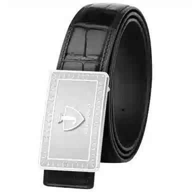 杰伦欧斯 无拼接配不锈钢扣内穿鳄鱼皮 皮带 男款