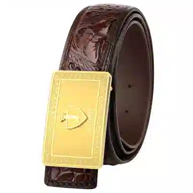 杰伦欧斯 无拼接配不锈钢扣内穿鳄鱼皮 皮带 男款