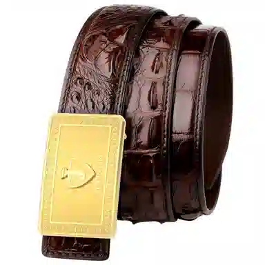 杰伦欧斯 无拼接配不锈钢扣内穿鳄鱼皮 皮带 男款