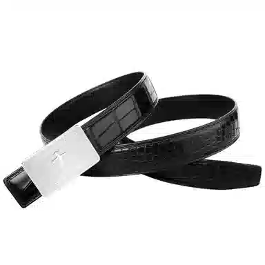 杰伦欧斯 无拼接配不锈钢扣内穿鳄鱼皮 皮带 男款