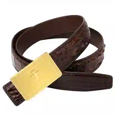 杰伦欧斯 无拼接配不锈钢扣内穿鳄鱼皮 皮带 男款