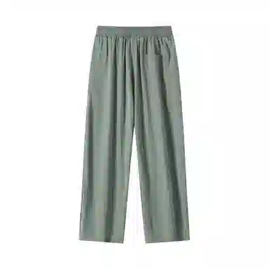 三体 冰丝直筒垂感拖地透气美式复古基础纯色简约抽绳宽松柔软舒适百搭户外通勤弹力学生多巴胺薄款显瘦高街潮牌休闲裤 男女同款