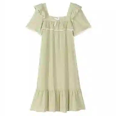 歌倩雅 纯棉甜美舒适亲肤短袖睡裙 女款 浅绿