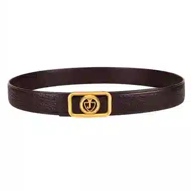 杰伦欧斯 真皮不锈钢平滑扣裤带潮流韩版青年男士腰带 皮带 男款