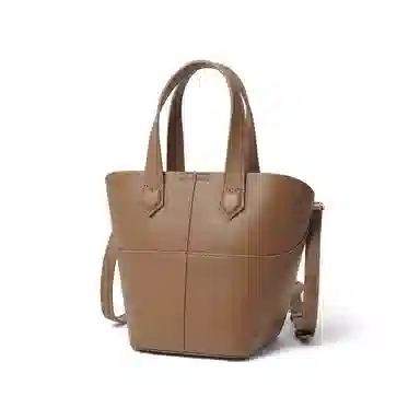 红蜻蜓 法式复古设计高级感纯色简约大气通勤大容量 牛皮 水桶包单肩包斜挎包手提包 常规 女款 卡其色 浅绿色