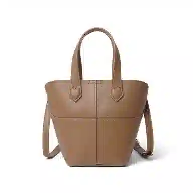 红蜻蜓 法式复古设计高级感纯色简约大气通勤大容量 牛皮 水桶包单肩包斜挎包手提包 常规 女款 卡其色 浅绿色