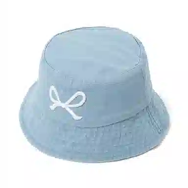 白卷 夏季遮阳百搭牛仔蝴蝶结刺绣 棉 渔夫帽 男女同款情侣款
