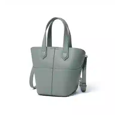 红蜻蜓 法式复古设计高级感纯色简约大气通勤大容量 牛皮 水桶包单肩包斜挎包手提包 常规 女款 卡其色 浅绿色