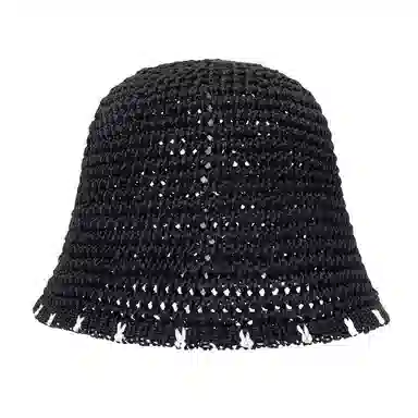 白卷 夏日百搭遮阳拼色编织防晒太阳帽 草编 聚酯纤维 渔夫帽 男女同款情侣款