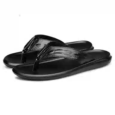 公牛氏邸 牛皮革 舒适 百搭透气 牛津底 防磨人字拖鞋 男款