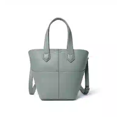 红蜻蜓 法式复古设计高级感纯色简约大气通勤大容量 牛皮 水桶包单肩包斜挎包手提包 常规 女款 卡其色 浅绿色